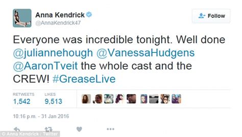 Anna Kendrick Tweets Nonstop During Foxs Grease Live Daily Mail Online