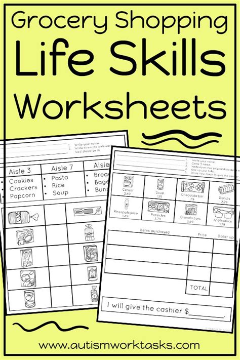 Life Skills Worksheets Grocery Store Life Skills Special Education