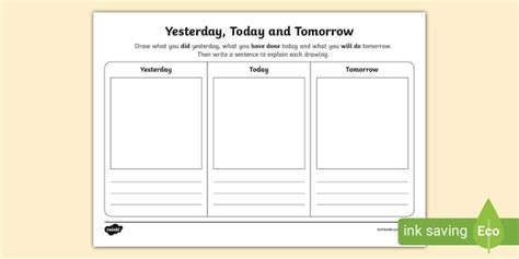 Yesterday Today And Tomorrow Activity Sheet Twinkl