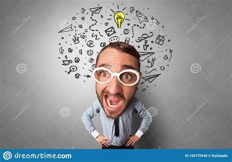Big Head On Small Body With Management Concept Stock Photo