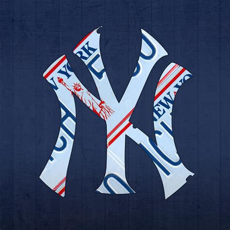 New York Yankees Baseball Team Vintage Logo Recycled Ny License Plate