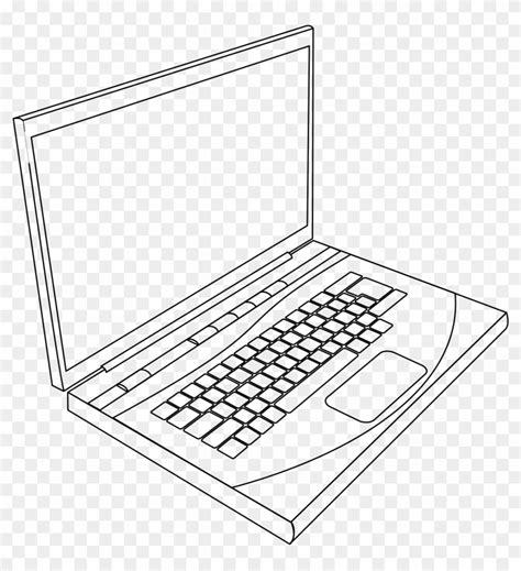 Drawn Laptop Computer Clipart Laptop Line Art Png Download 413378