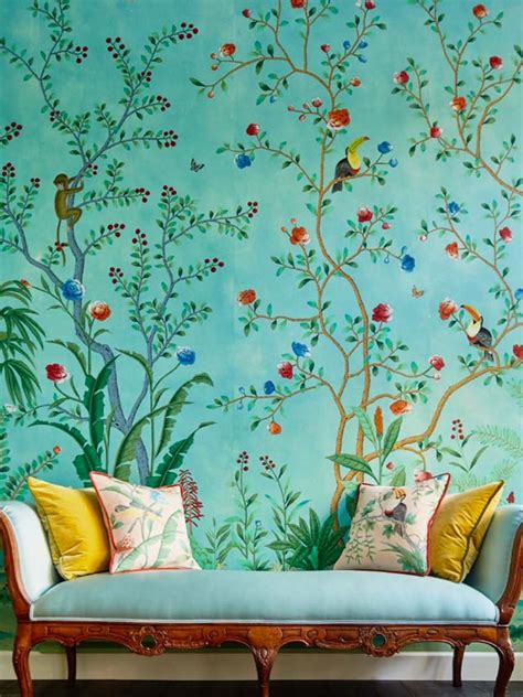 Beautiful collection of botanical, floral & tropical themed wallpaper murals. New+products+-+de+Gournay+Chinoiserie+Collection | Hand painted wallpaper, Modern wallpaper ...