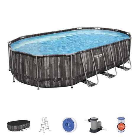 Bestway 20 Ft X 12 Ft Oval 48 In Deep Metal Frame Above Ground