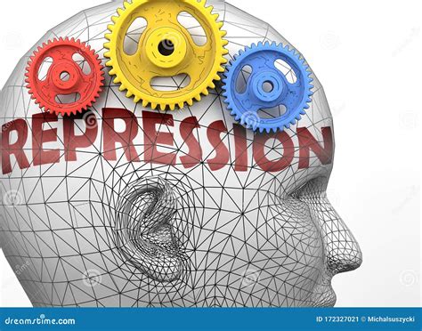 Repression And Human Mind Pictured As Word Repression Inside A Head