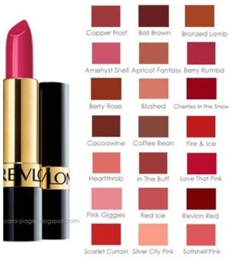 Revlon Lipstick Chart Revlon Lipstick Revlon Lipstick Colors Revlon Super Lustrous Lipstick