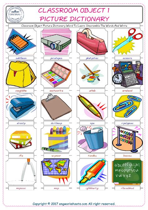 Free Esl Printable Classroom Object English Worksheets And Exercises