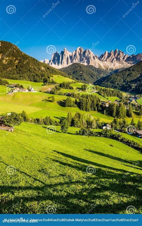 Val Di Funes And Dolomites Val Di Funes Italy Stock Photo Image Of