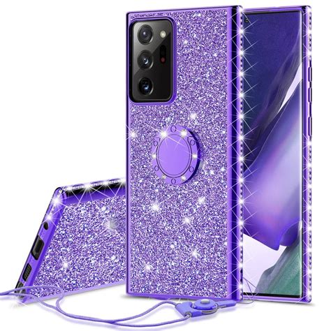 for samsung galaxy note 20 ultra glitter phone case ring kickstand girls women diamond sparkly