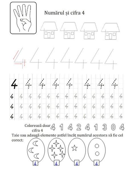 Numărul și Cifra 4 Alphabet Preschool Math For Kids Preschool Writing