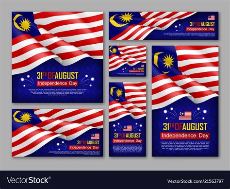 It commemorates the malayan declaration of independence of 31 august 1957. Malaysian independence day celebration posters Vector Image