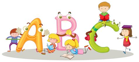 English Alphabets And Happy Children 418709 Vector Art At Vecteezy