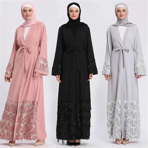 Kaftan Abaya Sequined Muslim Hijab Dress Jilbab Qatar Uae Robe Dubai