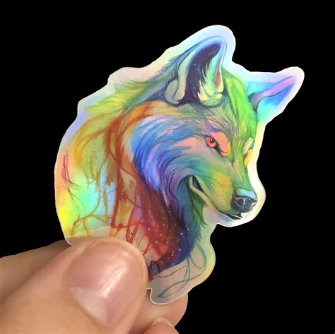 Holographic Colorful Wolf Sticker · Katy Lipscomb · Online Store