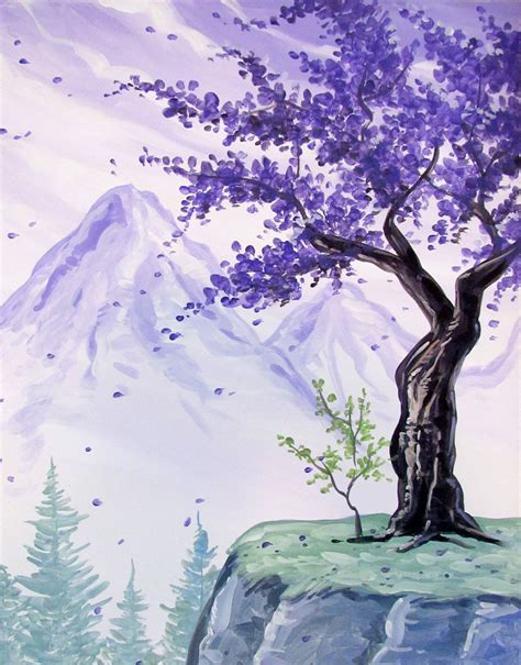The Proud Purple Tree By Lyle Lopez Paint Nite Paintings Canvas Art