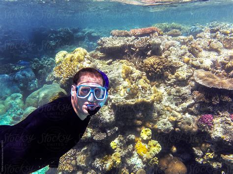 Man Snorkeling On The Great Barrier Reef By Stocksy Contributor