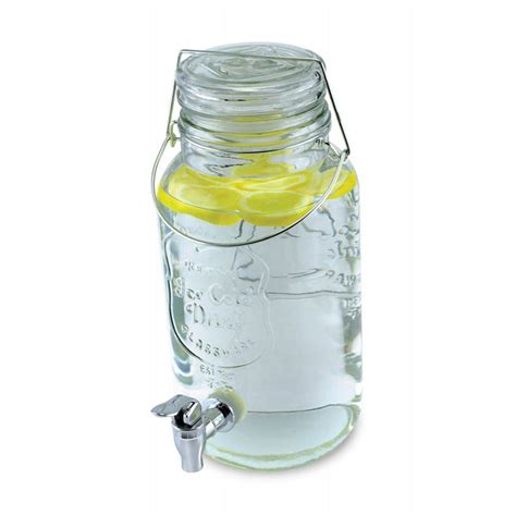 Beverage dispenser offers a vintage feel to dispensing beverages. Glass Beverage Dispenser Jar(Mason Jar) | Mason jar drinks ...