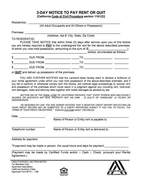 get our sample of 3 day eviction notice california