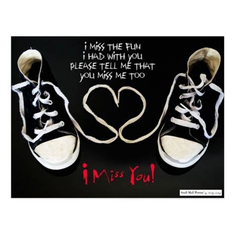 I Miss You Poem With A Heart And Old Sneakers Postcard Zazzle