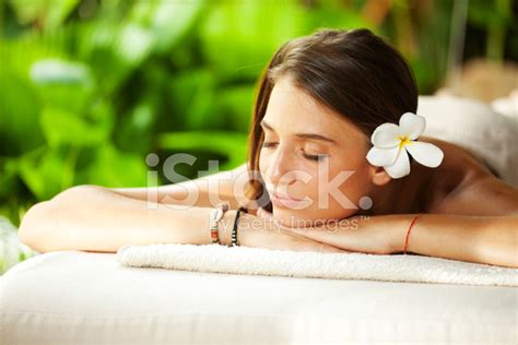 Beautiful Woman Outdoor On Spa Massage Stock Photo Royalty Free