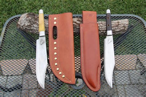 Two Throwing Knives And Their Sheaths Leatherworking Supplies