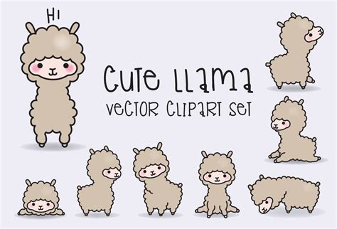 Premium Vector Clipart Kawaii Llamas Cute Llama Clipart