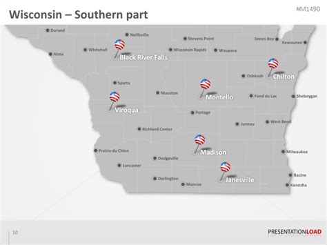 Powerpoint Map Wisconsin Counties Usa Presentationload