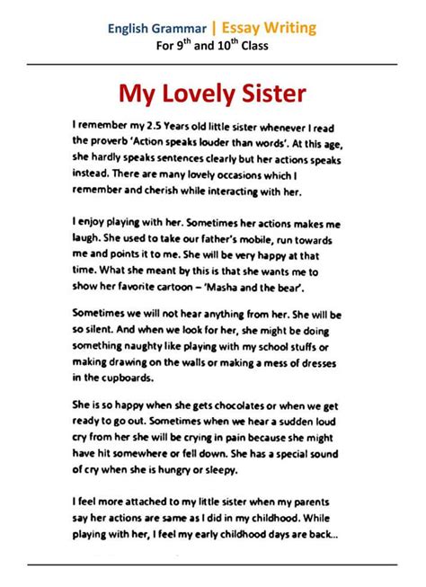 Essay On My Sister For Students Class Ix X Paragraph On My Sister