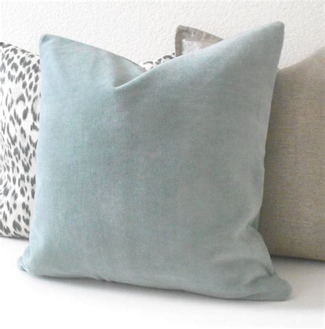 Light Blue Gray Velvet Decorative Pillow Cover Accent Pillow Solid