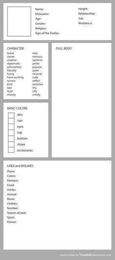 Detailed Character Profile Template By Princelink On Deviantart In 2021