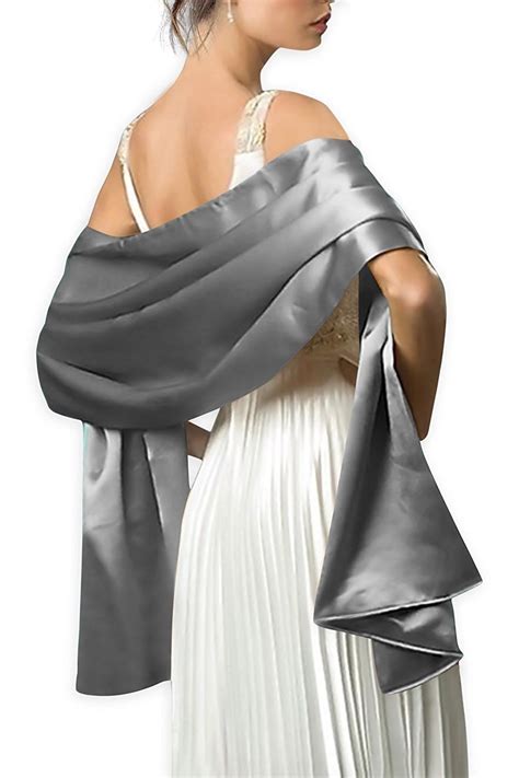Satin Bridal Evening Shawls Scarves Silver CO12N2SGJZR Women S