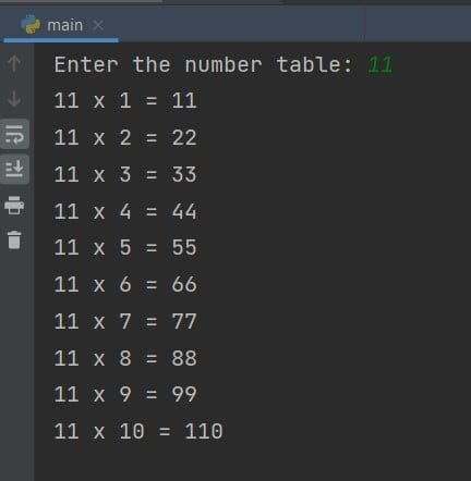 Python Program For Multiplication Table Example Code