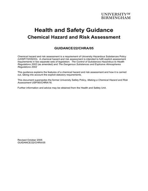Chemical Hazard And Risk Assessment