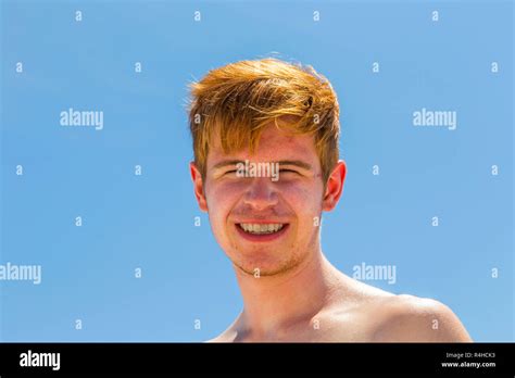 Happy Boy After Swimming At The Sunny Beach Stock Photo Alamy