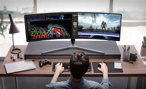 Samsung Chg90 49 Inch Ultrawide Monitor Computer Desk Setup Gaming