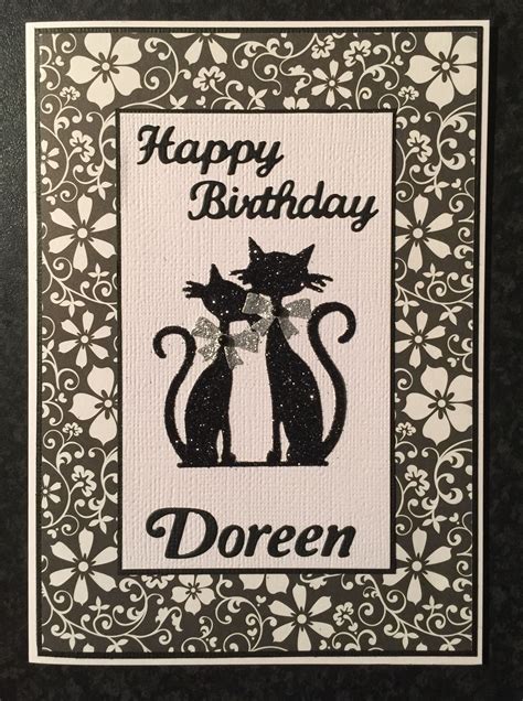 With a cute homespun banner made from string and craft paper or fabric, this card is sure to be proudly displayed. Female birthday card. Cats | Birthday cards for women ...