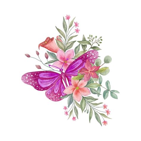 Premium Vector Watercolor Decorative Floral Bouquet With Ornamental