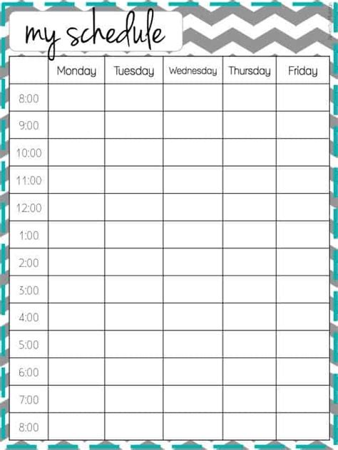 Blank Weekly Schedules