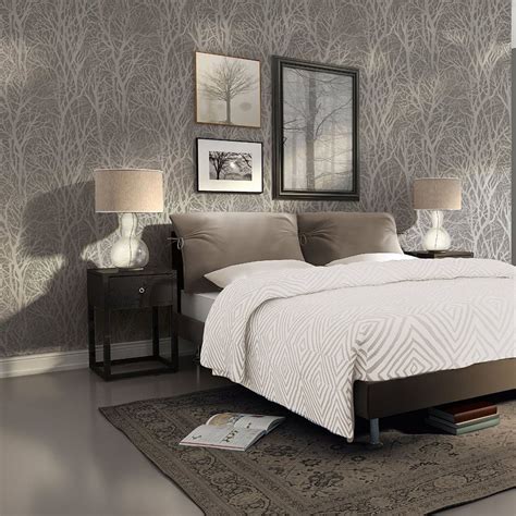 Tree Branches Wallpaper Dark Grey And Silver As Creation 300943 Forest Ebay