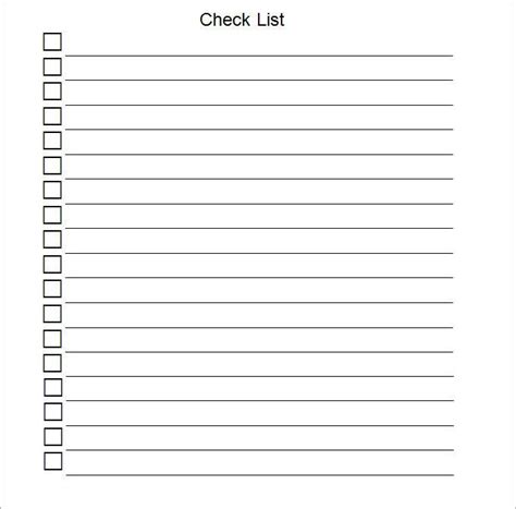 Blank Checklist Template Checklist Template