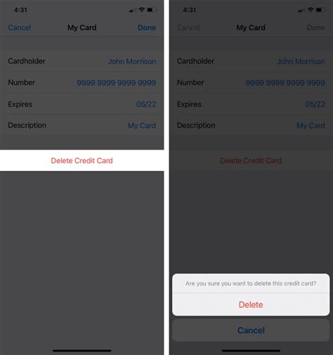 Click the credit card you wish to remove. How to Add Credit Cards to Safari AutoFill on iPhone, iPad ...
