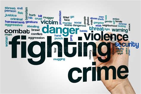 Fighting Crime Word Cloud Concept On Grey Background Stock Image