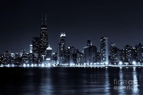 Downtown Chicago City Skyline At Night Photo Photograph By Paul Velgos
