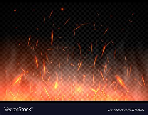 Realistic Fire Sparks Background On A Transparent Vector Image