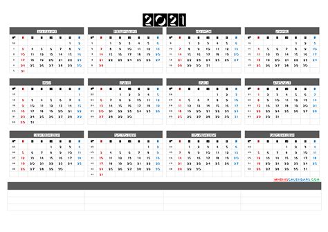 Printable 2021 Yearly Calendar Premium Templates