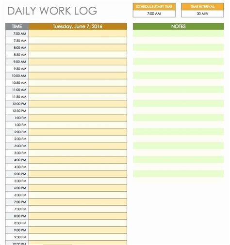 Daily Log Template Excel