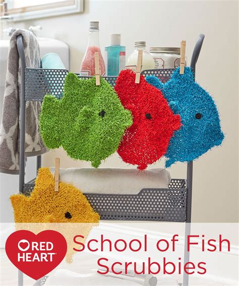 You will not be receiving any physical item. School of Fish Scrubbies Free Knitting Pattern in Red ...
