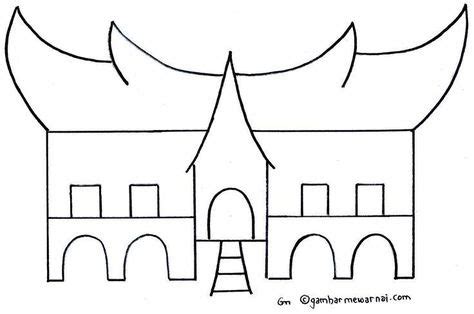 sketsa rumah adat gadang