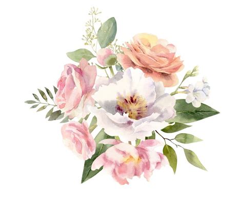 Beautiful Watercolor Flower Arrangement Stock Illustration