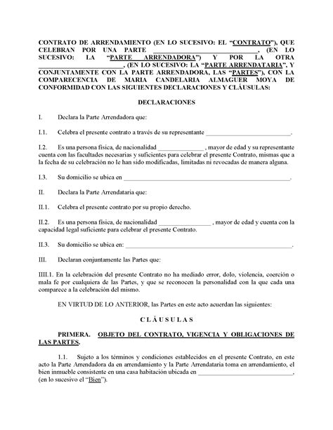 Contrato De Arrendamiento Formato O Machote Pdf Legalario Contrato